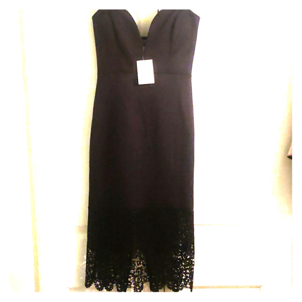 Bobbi Rocco Black Dress with Lace Trim